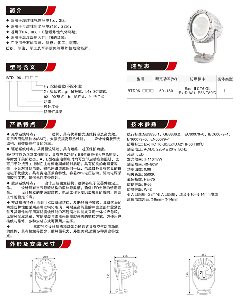 BTD96免维护LED防爆泛光灯