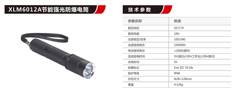 XLM6012A节能强光防爆手电筒