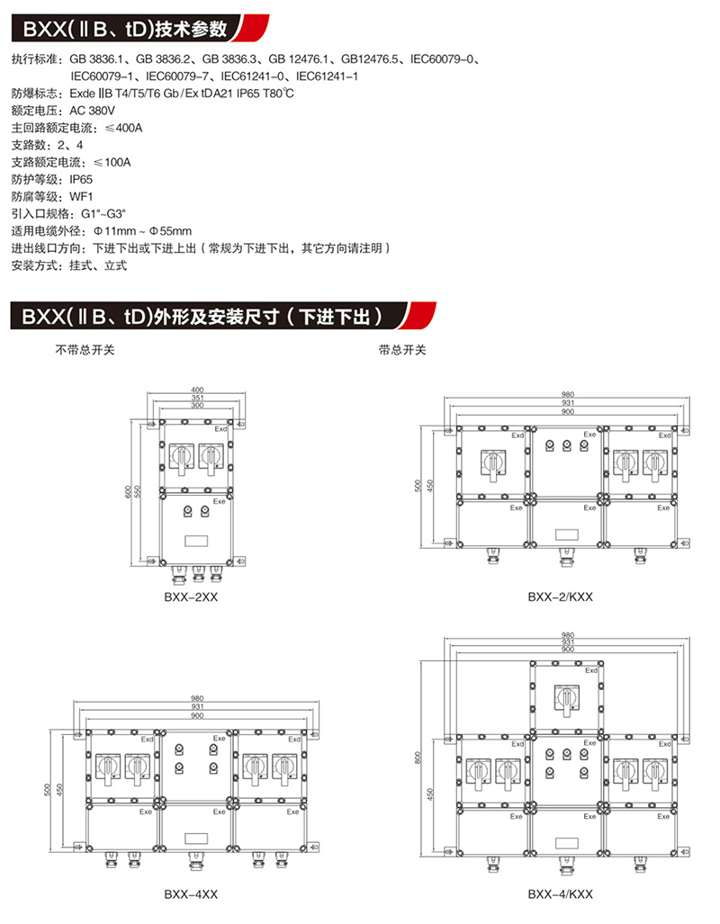 BXX防爆配电装置（IIB,IIC,tD）