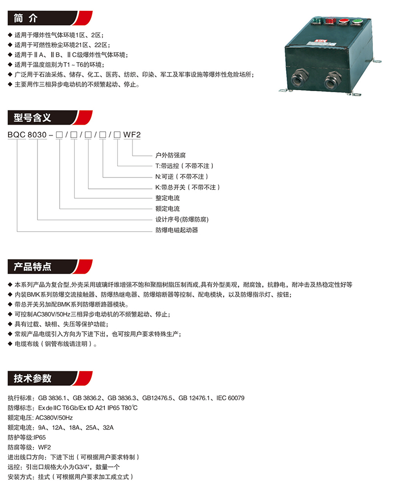 BQC8030防爆防腐磁力起动器